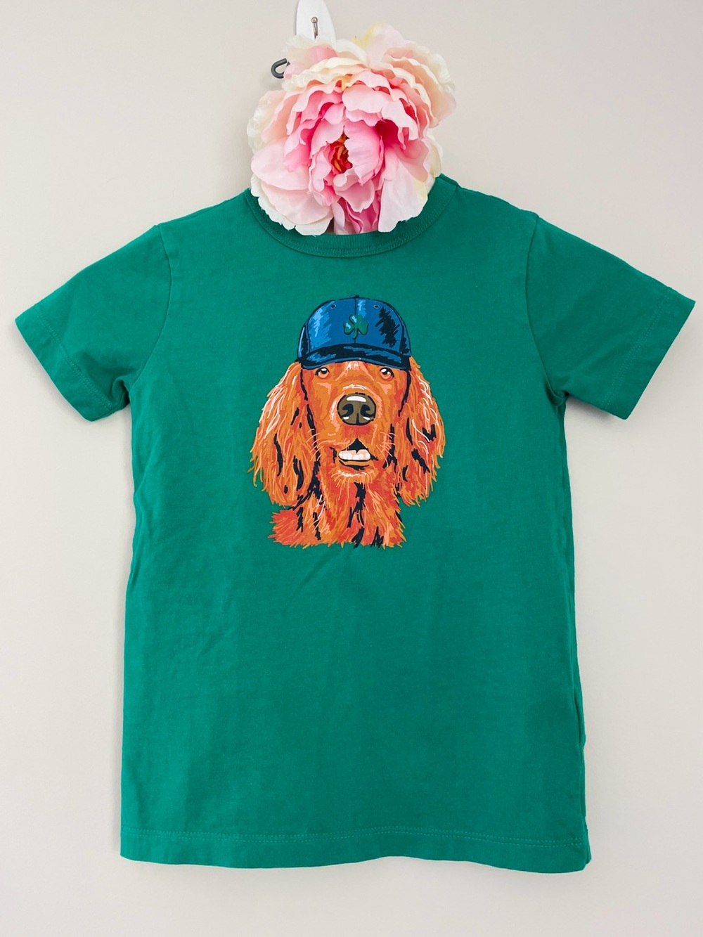 Crewcuts Bright Kelly Green Irish Setter Graphic Tee XS 4-5 St. Patrick’s Day